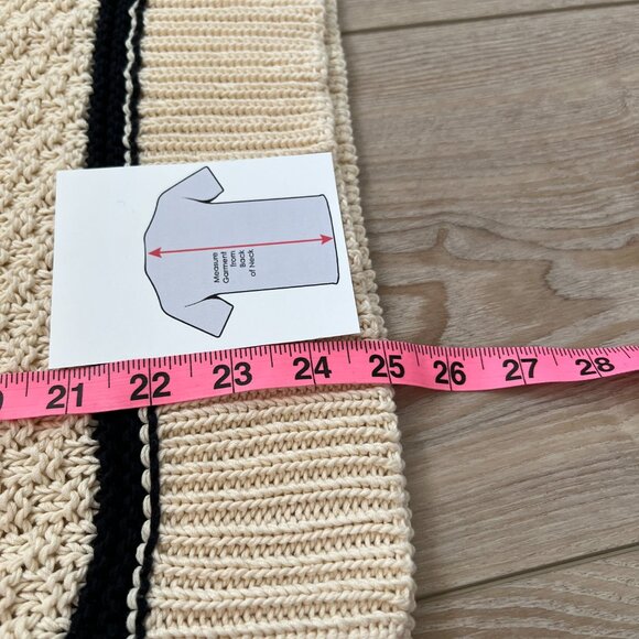 🪷CHIC by Jacob Knit Sweater Cream Black Long Sleeve Round Neck XS Fishermans - Picture 6 of 8